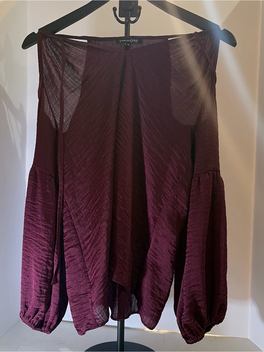 Open-Shoulder Blouse in Deep Burgundy by Free People